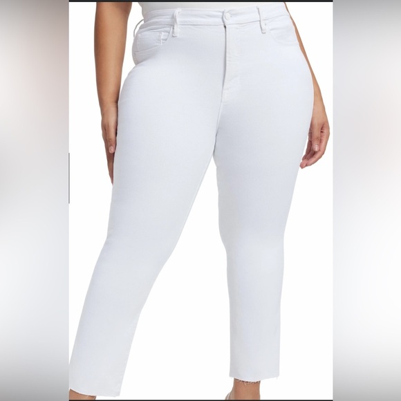 Good American glc1046t white jeans fringe detail NWT Skinny size 24 euro summer - Picture 1 of 10